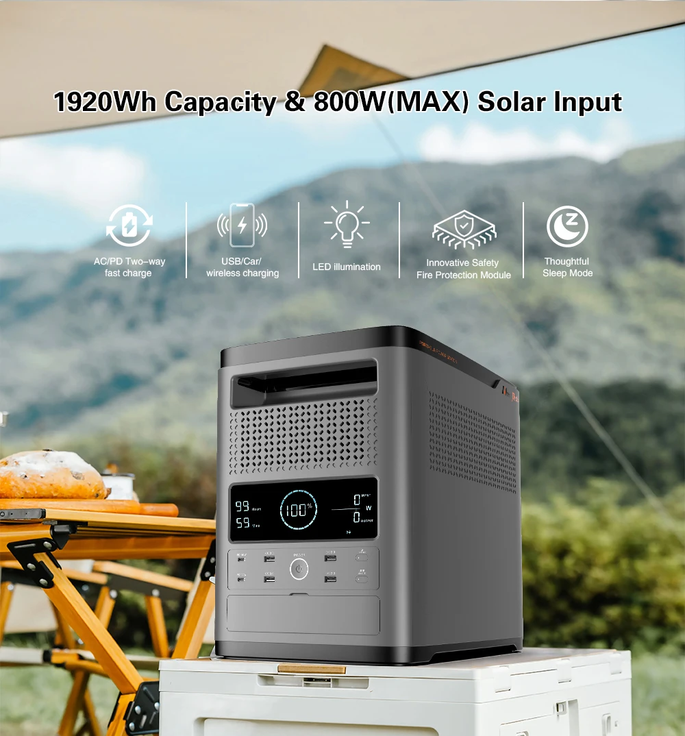 Backup Power Usb Dc Ac Lifepo4 Portable Power Supply 2400w Rechargeable