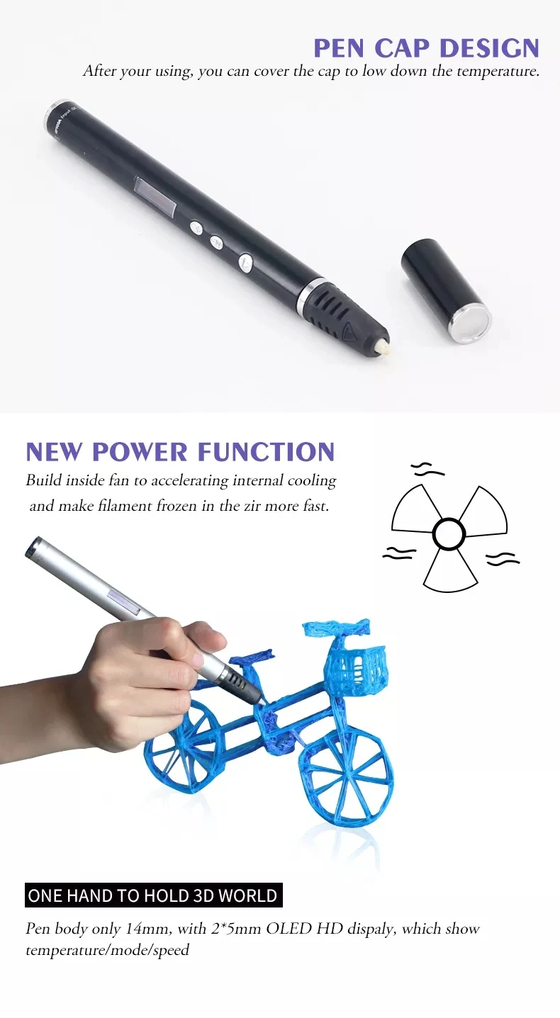 3D Pen Kids OLED Screen DIY Creative Toy Gift for Kids