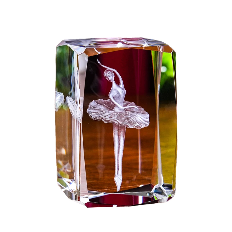 3D ballet laser crystal block crystal crafts souvenir gift for dancer