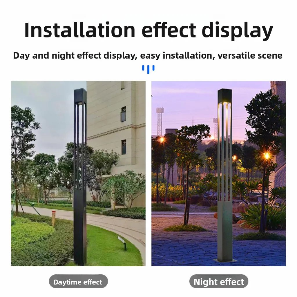 Square Landscape Light Outdoor LED IP65 Iron Art 3m Garden Courtyard Streetlight for Community Park