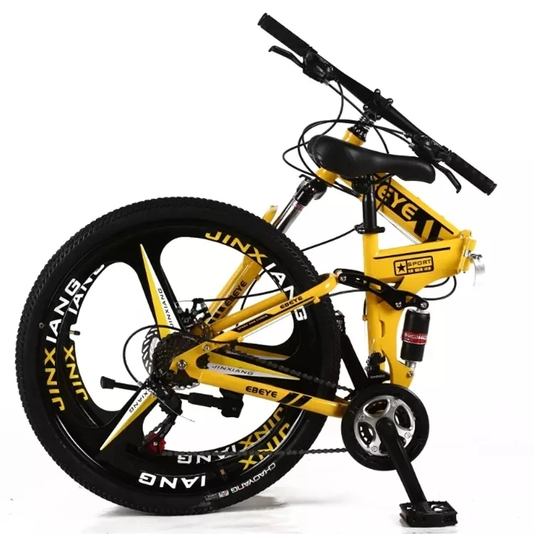 ARBGO VTT Pliant 26 Pouces Avec Garde-boue - Pour Adulte - 21 Vitesses - Siège Réglable - Frein à Disque - Vélo Pour Adolescent - Noir