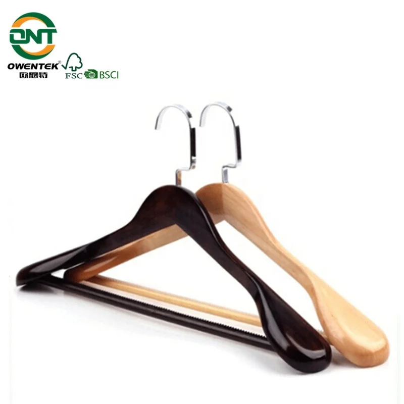 Premium Custom Logo Dark Walnut Stylish Luxury Wooden Coat Suit Jacket Clothes Hanger for Display