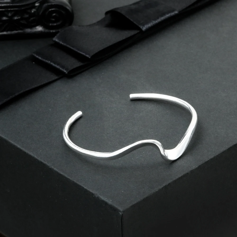 Vianrla 925 Sterling Silver Open Bangles Cuff - Trendy Gift
