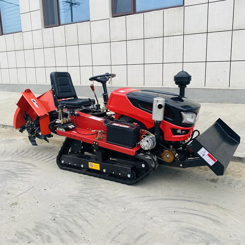 New Multi Functional Crawler Micro Tiller Self Propelled Rotary Tiller Ditching Small Agricultural Field Crawler Tractor
