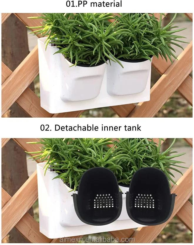 Jardinière Murale Verticale YPREWY – Empilable, Arrosage Automatique, 4 Pots, 27,9x33x15,7 Cm, Noire, Intérieur Et Extérieur