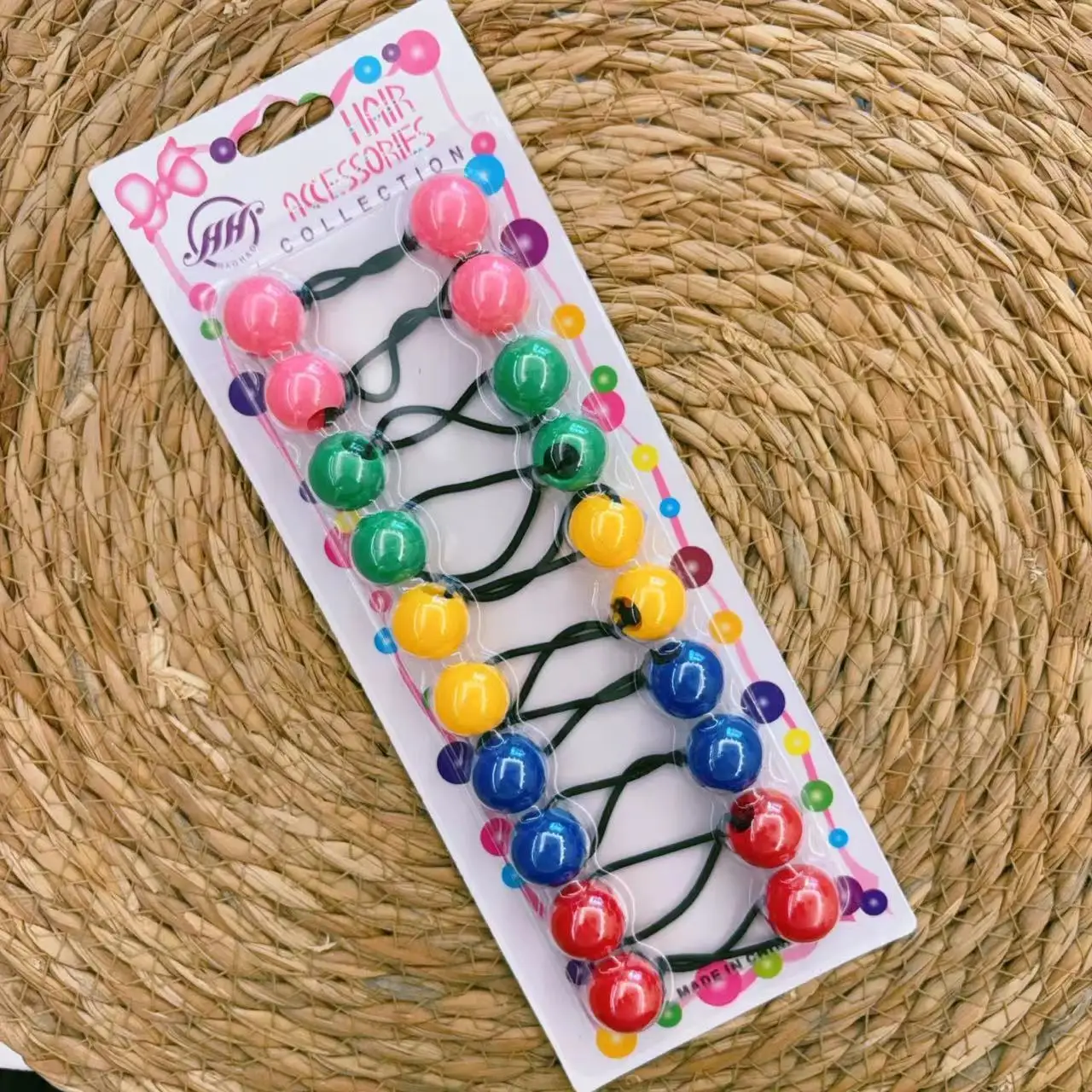 MYLULU Mixed Color Small Knocker Ball Hair Ties Band Elastic Hair Rubber Bands Ponytail Holder