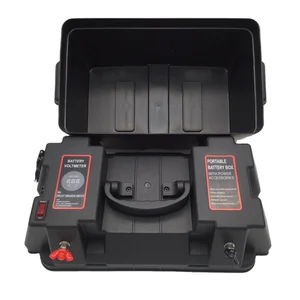 Heavy Duty Solar Battery Box Holder Trolling Motor Power Center With 3.1A USB Charger Voltmeter for RV Marine