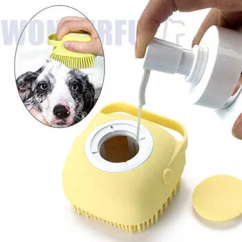 Wonderfulpet TEMU Top Sale Silicone Pet Bath Brush Pet Shower Brush Cat Dog Shampoo Dispenser Brush Pet Massage Bath Products