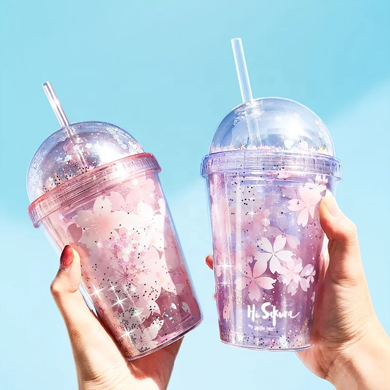 Girlwill вишневый цвет Двойная Стенка купольные крышки пластиковые чашки производитель напитков стакан кружки Mholesale Пользовательский логотип