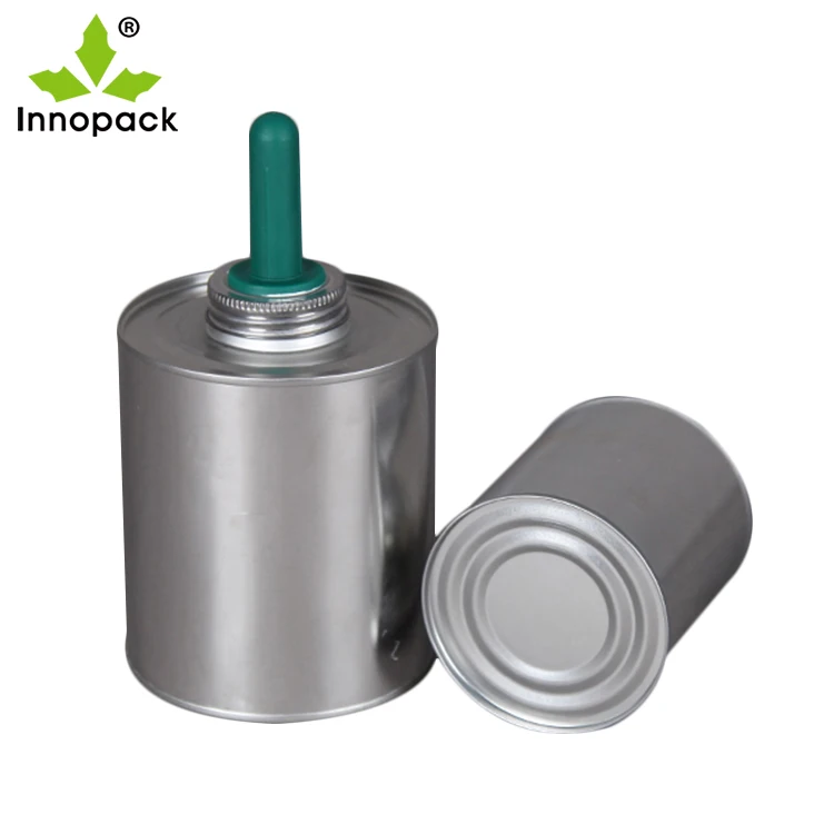 500ml Empty Metal Glue Container with Plastic Lid Brush Container for Horse Hoof