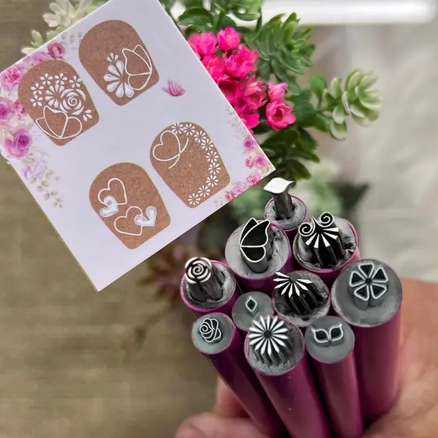 Tiktok Nail Art Stamp Pen Set Nails with Quick Drying Formula Floral Geometric Designs PortableEasy to Use for Salon Results