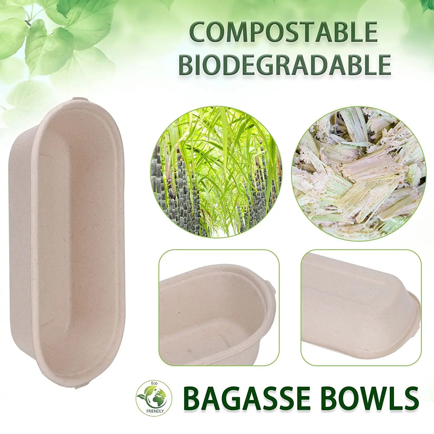 Disposable Biodegradable Sugarcane Bagasse Pulp Food Packaging ...