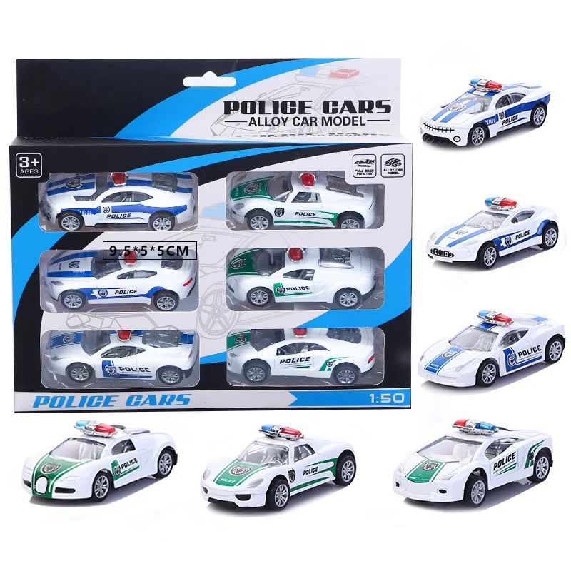 Pack of 7 Alloy Special Police Car Set with Container Kids Educational Toy 