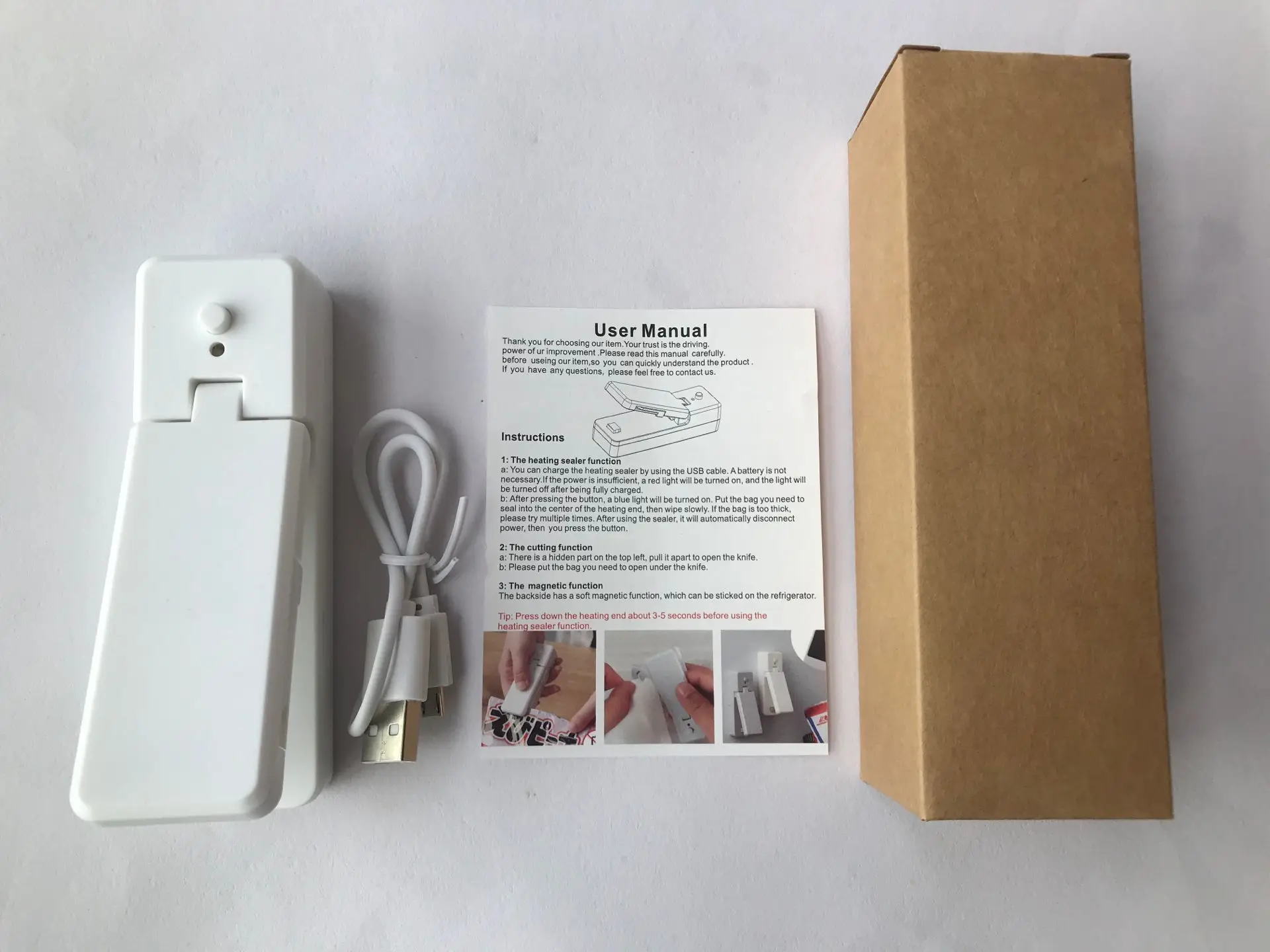 
USB перезаряжаемый портативный мини-вакуумный упаковщик пищевых мешков с резаком 