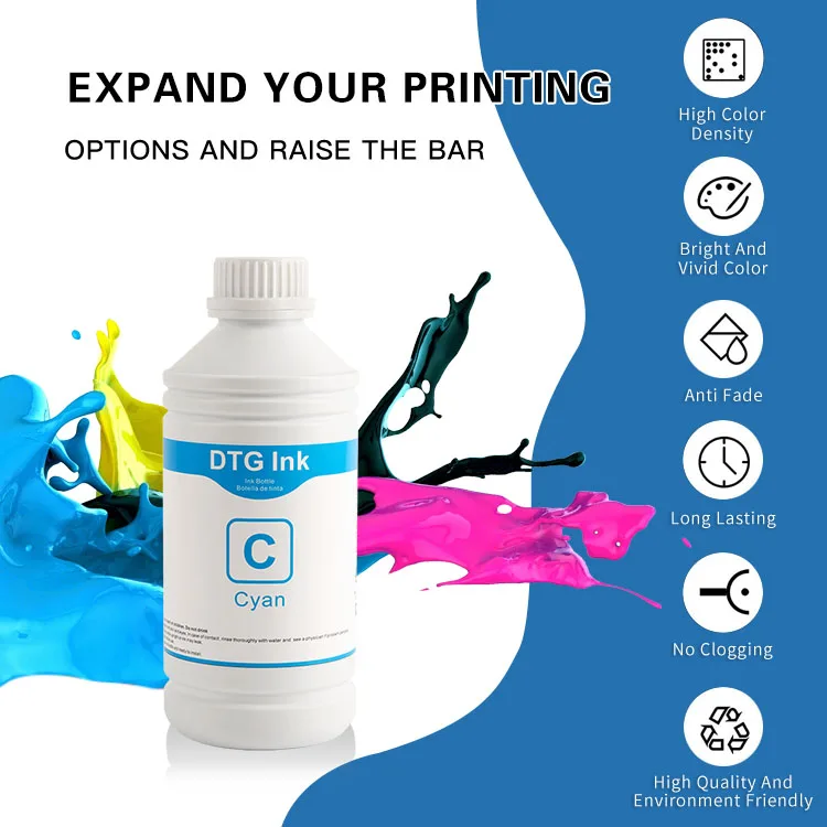 CMYKW Textile Ink Set Digital T Shirt Printing Machine DTG Ink for Ricoh Ri100 RI6000 RI 1000 RI 3000 G4 Garment Printer