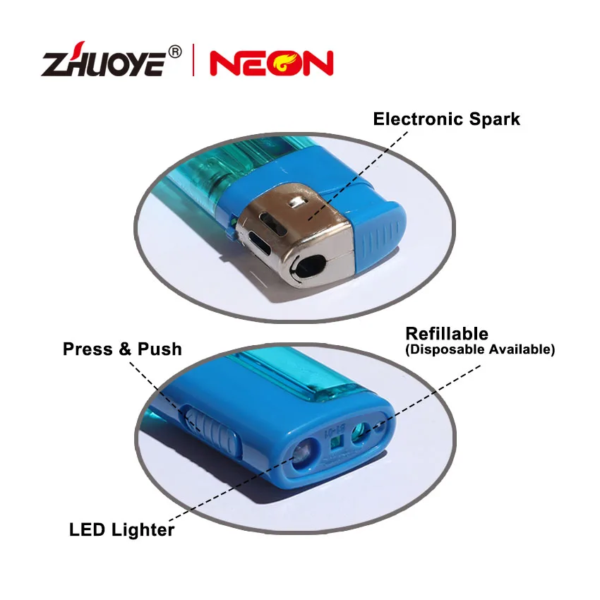 Custom Candle Cigarette Lighters Plastic Disposable Electronic Gas Lighters  LED Lighter