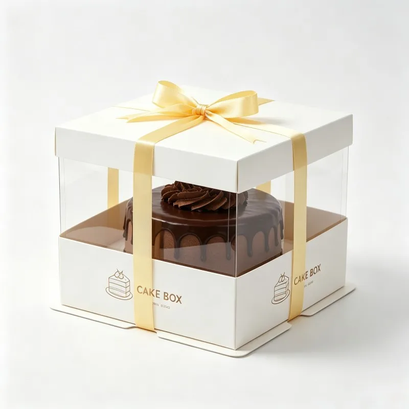 Materiali riciclabili, design personalizzato e logo personalizzato, scatola per biscotti, imballaggio per spedizione in cartone ondulato, scatola rigida per torta di compleanno con nastro