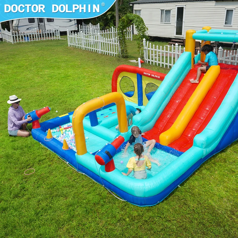 Doctor Dolphin China Wholesale Kids Inflatable Bounce House Jumping Castles Air Inflatable Combo Bouncer With Water Slide