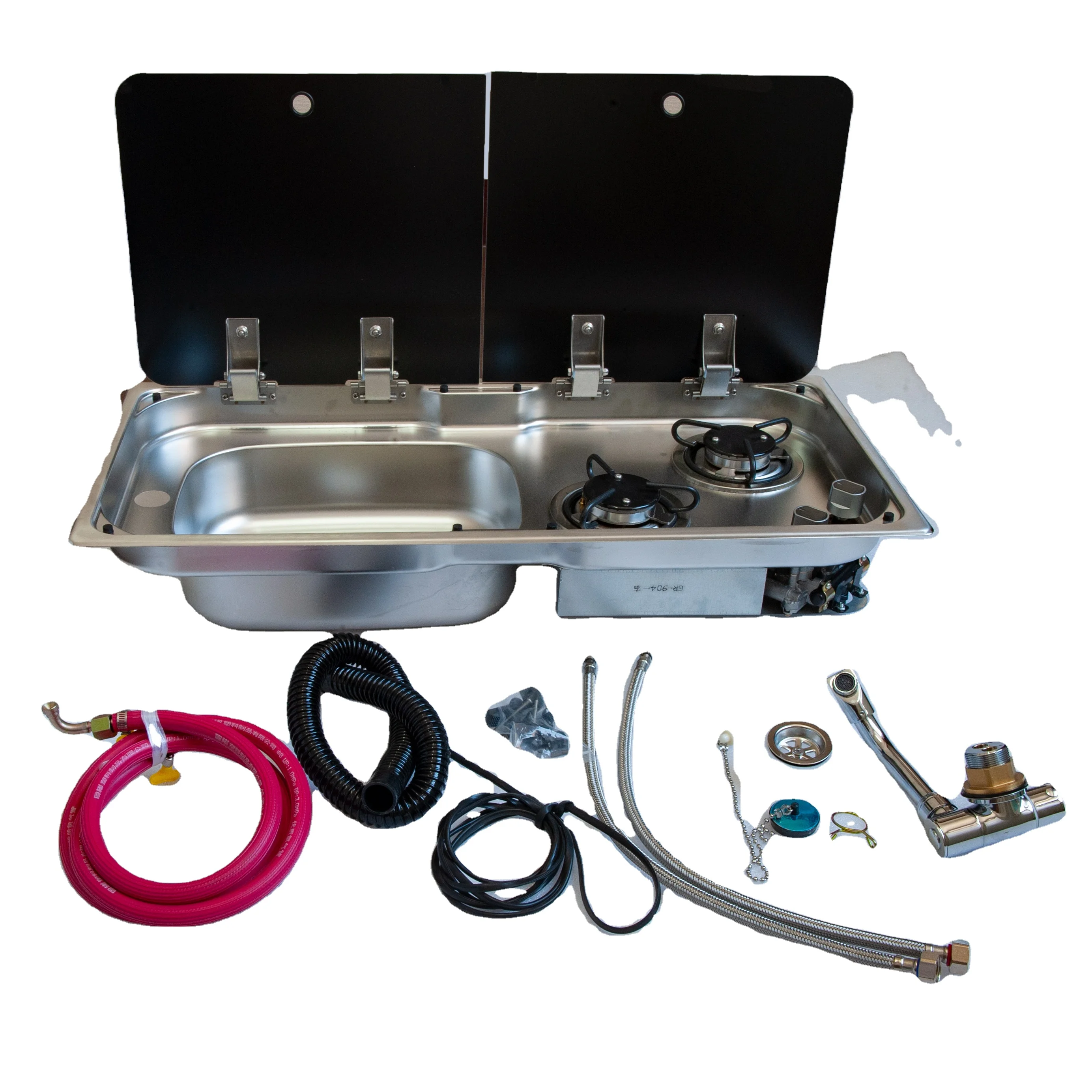 Cappa Aspirante 12V Per Camper - Nera In Acciaio Inox Con LED E 3 Velocità