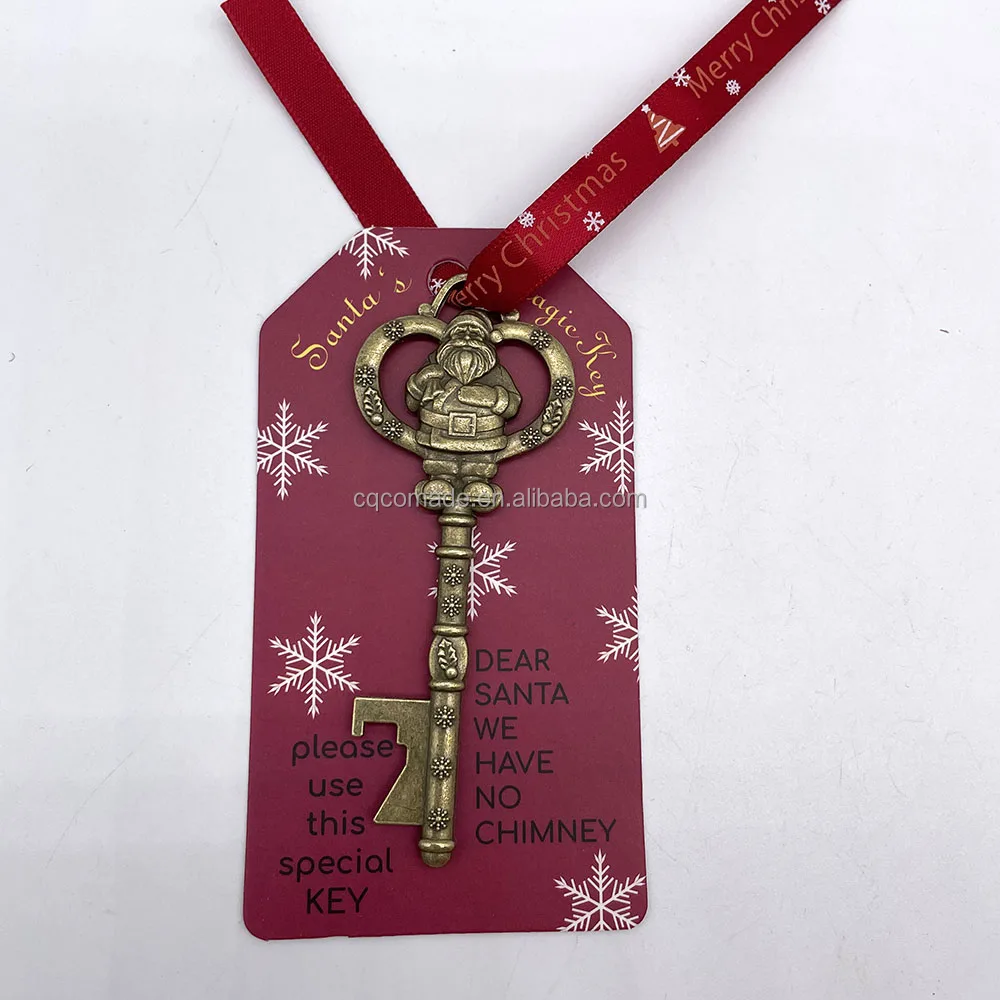 READY for SHIP Old Metal Santa's Magic Keys with Red Gift Box Christmas Gift Santa Key