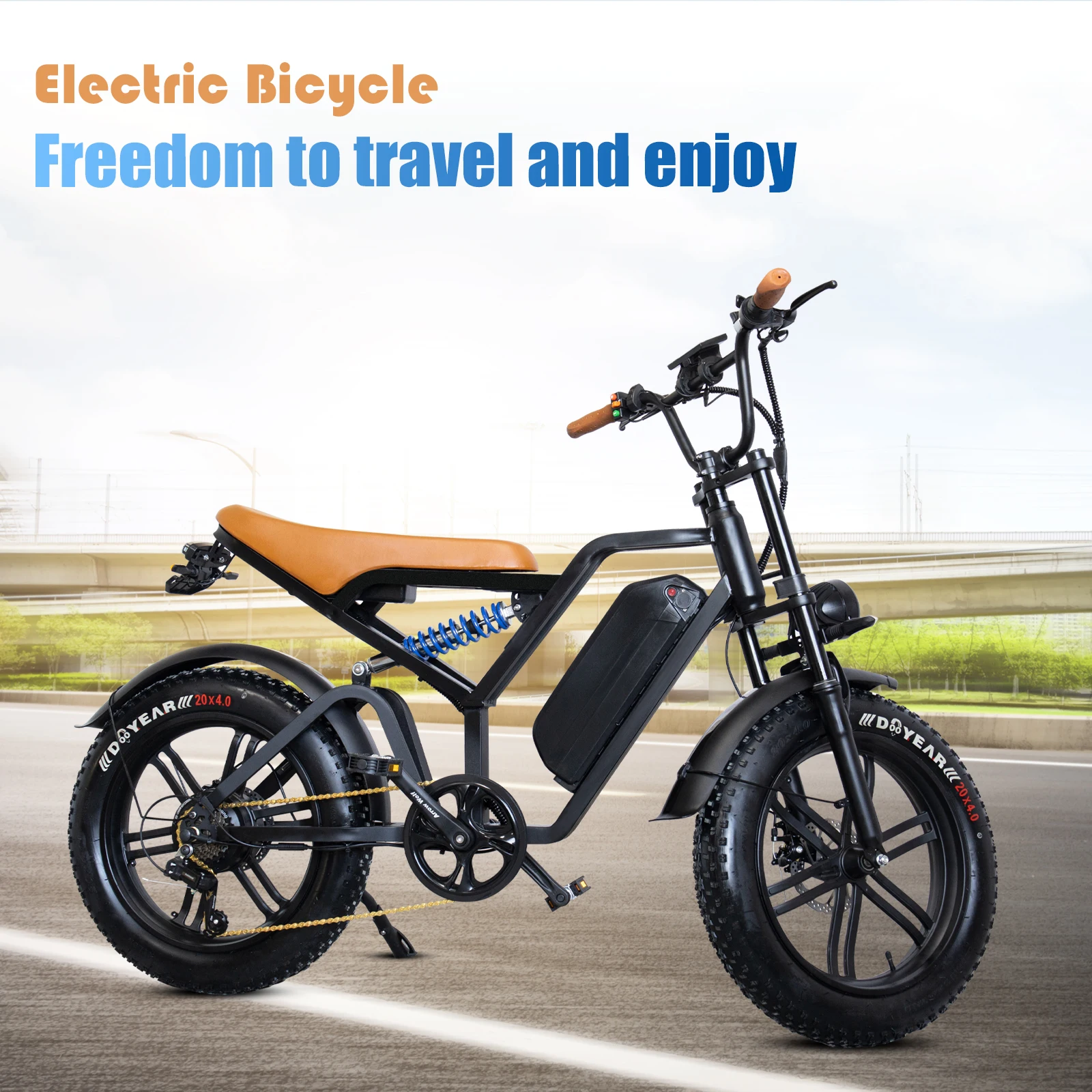 米国製1000W電動自転車、20インチ×4の大型タイヤ、48Vファット電動