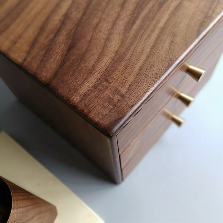 3 Tier Drawer Stash Box Desktop Organizer Handmade Wood Storage Box Bins