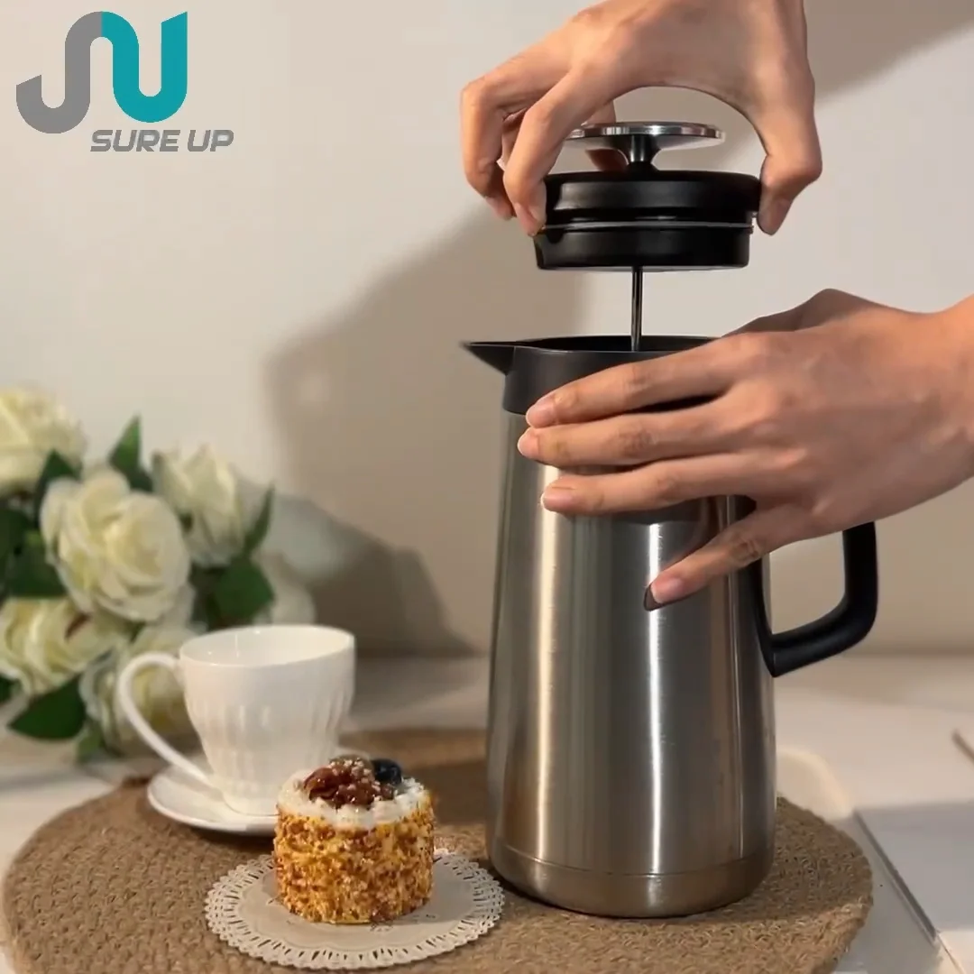 1l Stainless Steel French Presses Vacuum Jug Coffee Flask Thermal Flask With Customized Logo