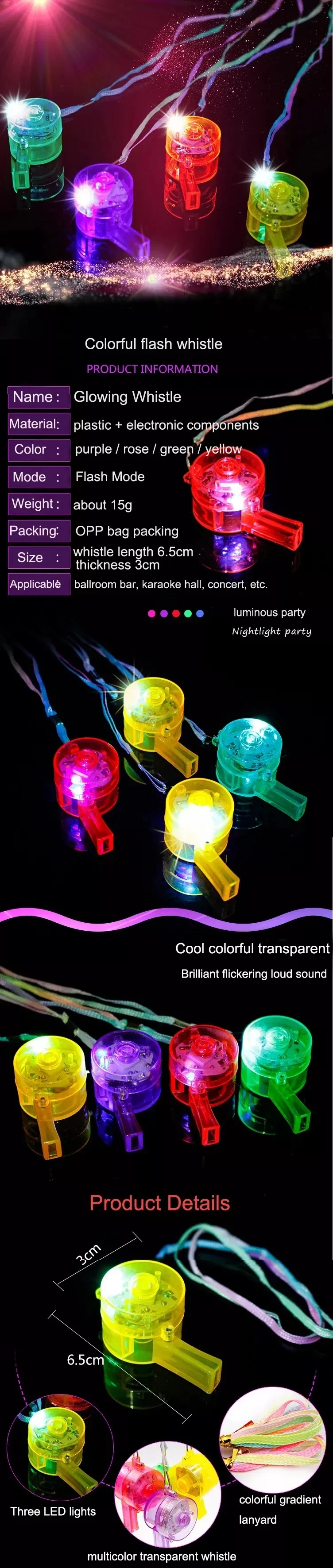 Rts Wholesale Led Light Up Whistle With Lanyard For Bar Party