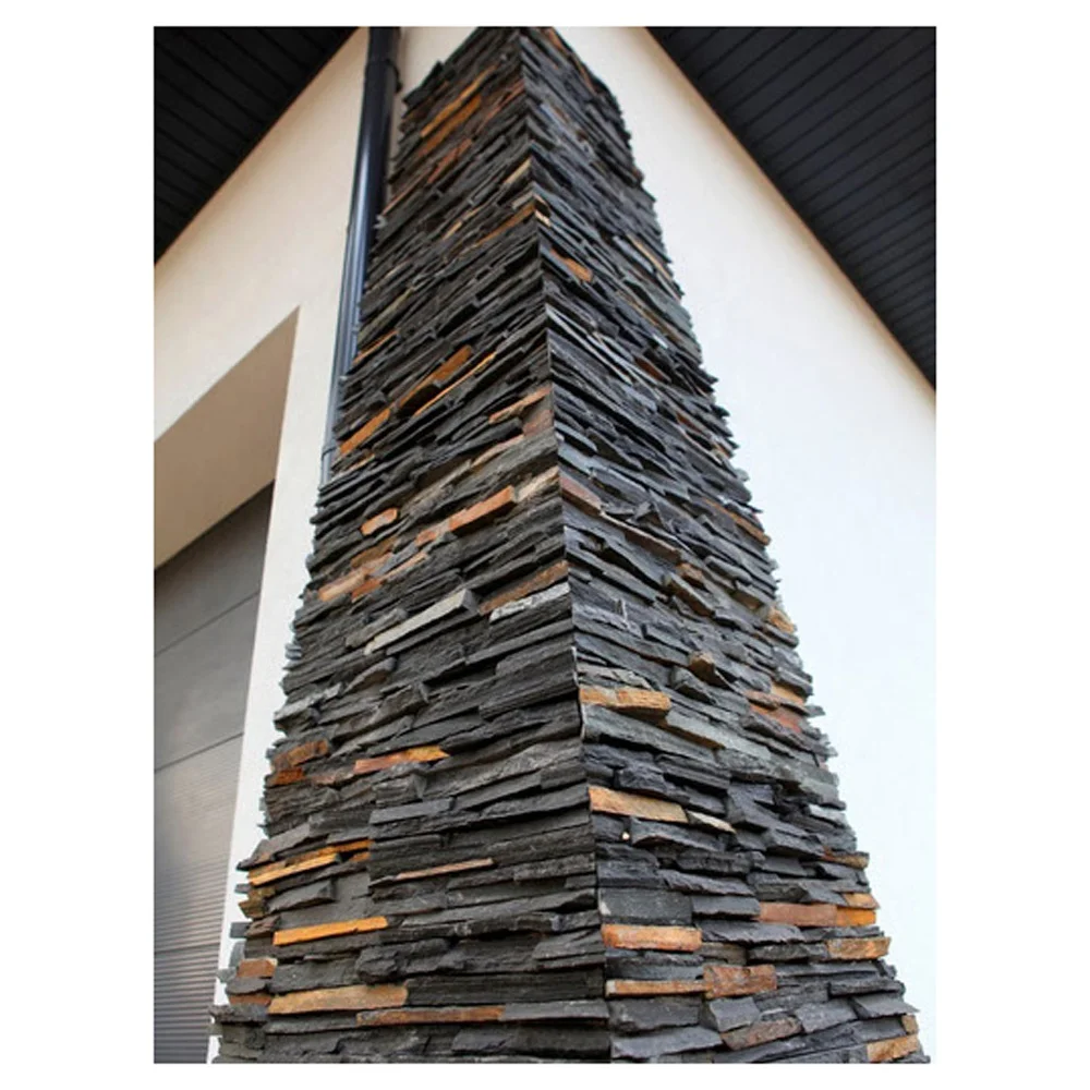 Black Slate Stone Tile Cladding Stone Outdoor Wall Cladding