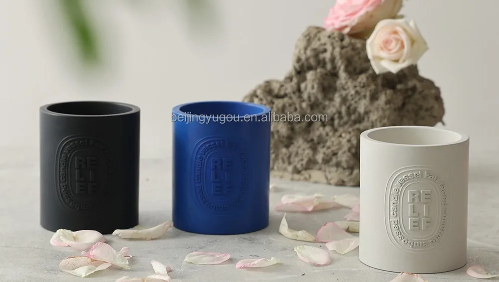 Wholesale 10oz Original Modern Design Empty Concrete Candle Jar Luxury