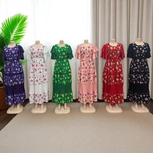 Vintage Floral Crewneck High Waist Stitching Pleated Fashionable Elegant Large Swing Printed Dress
