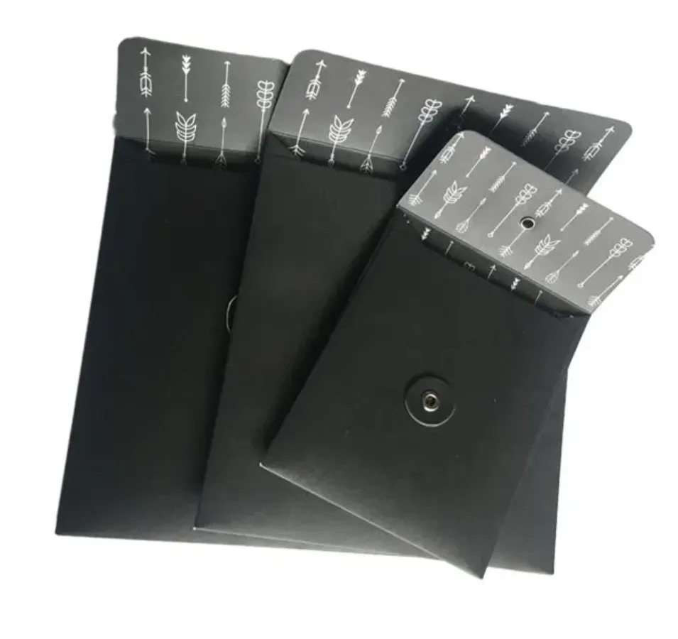 Eco-Friendly Biodegradable Waterproof Cardboard Mailing Packaging Envelopes Custom Logo Print Rigid Self Seal Black Thick