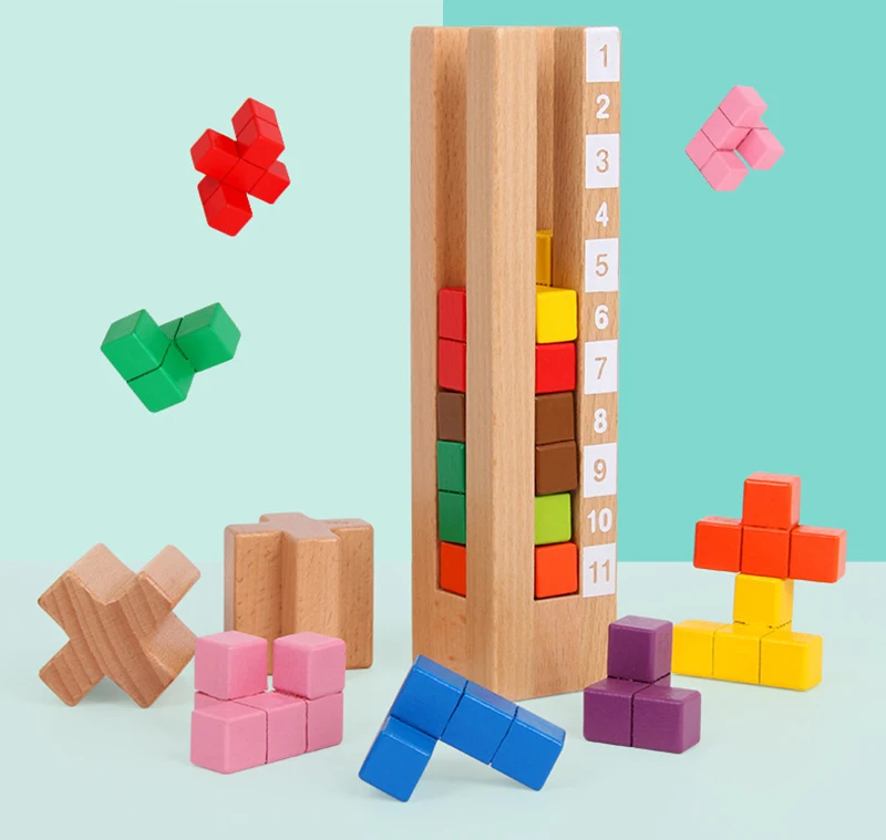 Stacking Toys Building Blocks Montessori Educational Wooden Toys Logic Training Game Preschool Brain Baby Toys Educational