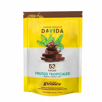 DAVIDA Semisweet Chocolate Barks 53% Cocoa Colombian Ingredients With Colombian Tropical Fruits Premium Cocoa