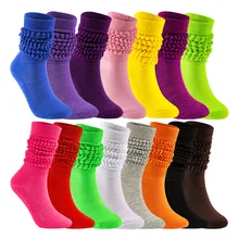 Wholesale Custom Winter Warm Long Slouch Socks Women's Cotton Spandex Color Socks