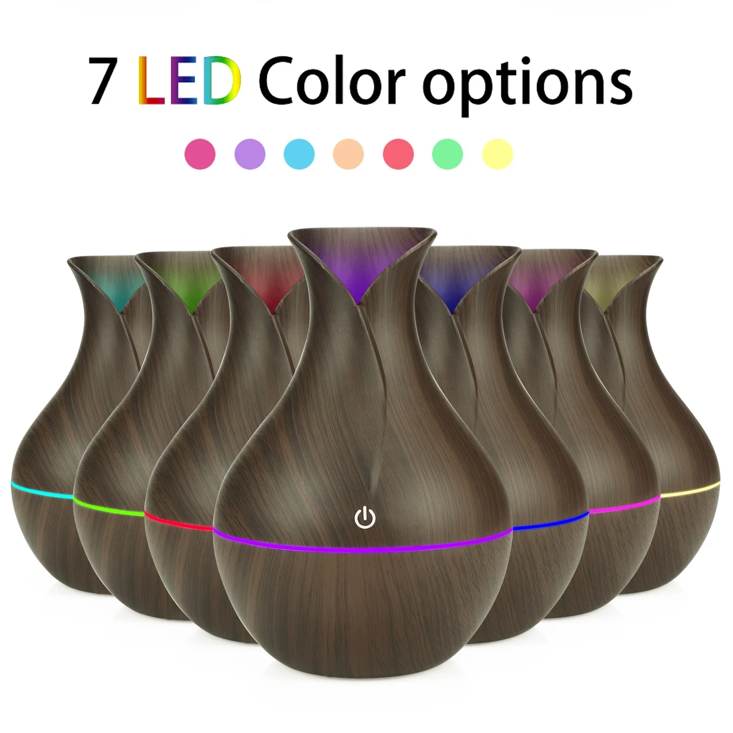 Hot Sale 130ml Mini USB Humidifier Wood Grain Touch Sensor Switch  LED Light Cotton Stick  Essential Oil Aroma  Diffuser