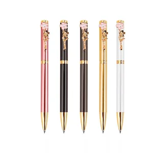 Pretty Beautiful Lady Ball Pen Metallic Wedding Guests Gift Flower Clip Pens Custom Logo