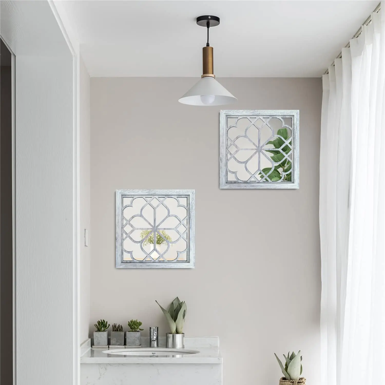 Farmhouse Decorative Mirrors Wood Wall Hanging Decor Square Wall Mirror Decor Rustic Buy Wall