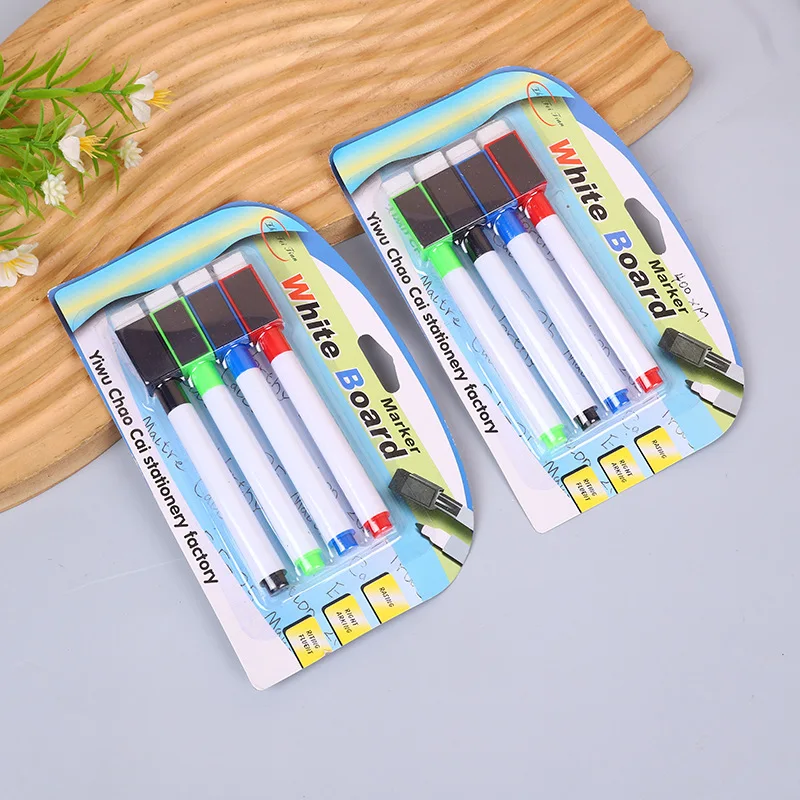 Factory Direct Sales Suction Card Four Brush Pens Color Pencil Whiteboard Marker Erasable Pen Wholesale