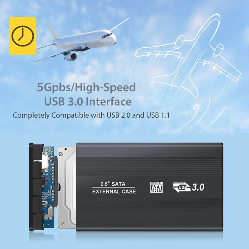 Поддержка 2 ТБ жесткого диска чехлов для мобильных телефонов Поворот ноутбук USB 3 0 SA TA внешнее 2 5 корпус для жесткого диска; Цвета: черный, серебристый, красный, синий