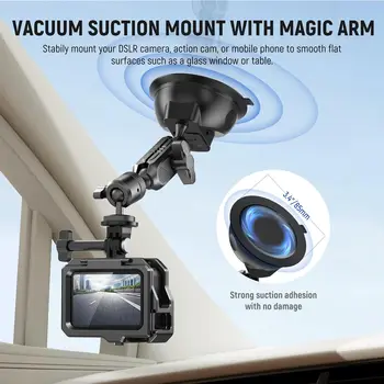 NEEWER Suction Cup Mount for GoPro with Magic Arm Tilt Ball Head Quick Buckle Lock Outside Windshield Car Mount CA029 detail image