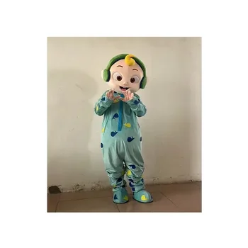 JJ Earphones with yellow hair Baby Mascot Costume Plush and EVA for Adults and Kids for Cosplay Halloween or Christmas Parties