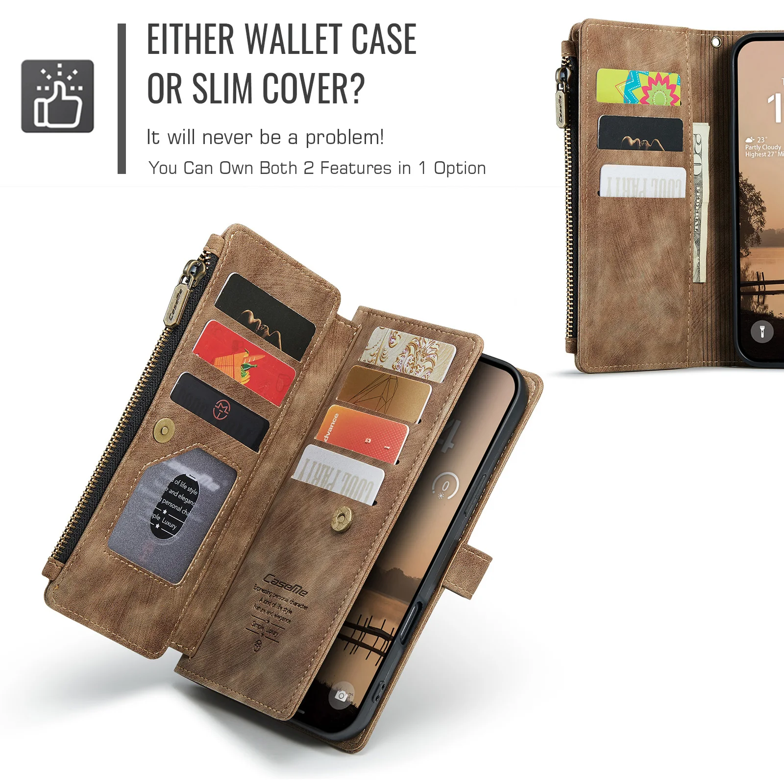 10 Card Slots Stand Magnetic Polyurethane Flip Leather Wallet Phone Case, Suitable For IPhone 17 Air_voghion.com