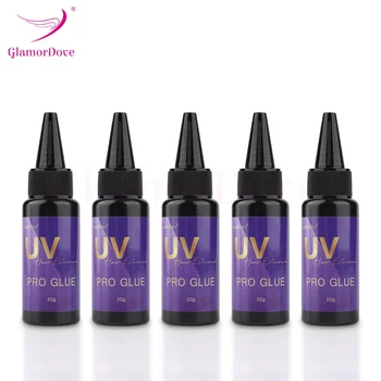 GlamorDove 30g per Bottle Hot Selling Factory UV Light Hair Extension Curing Glue UV LED Invisible Adhesive for Hair Extensions