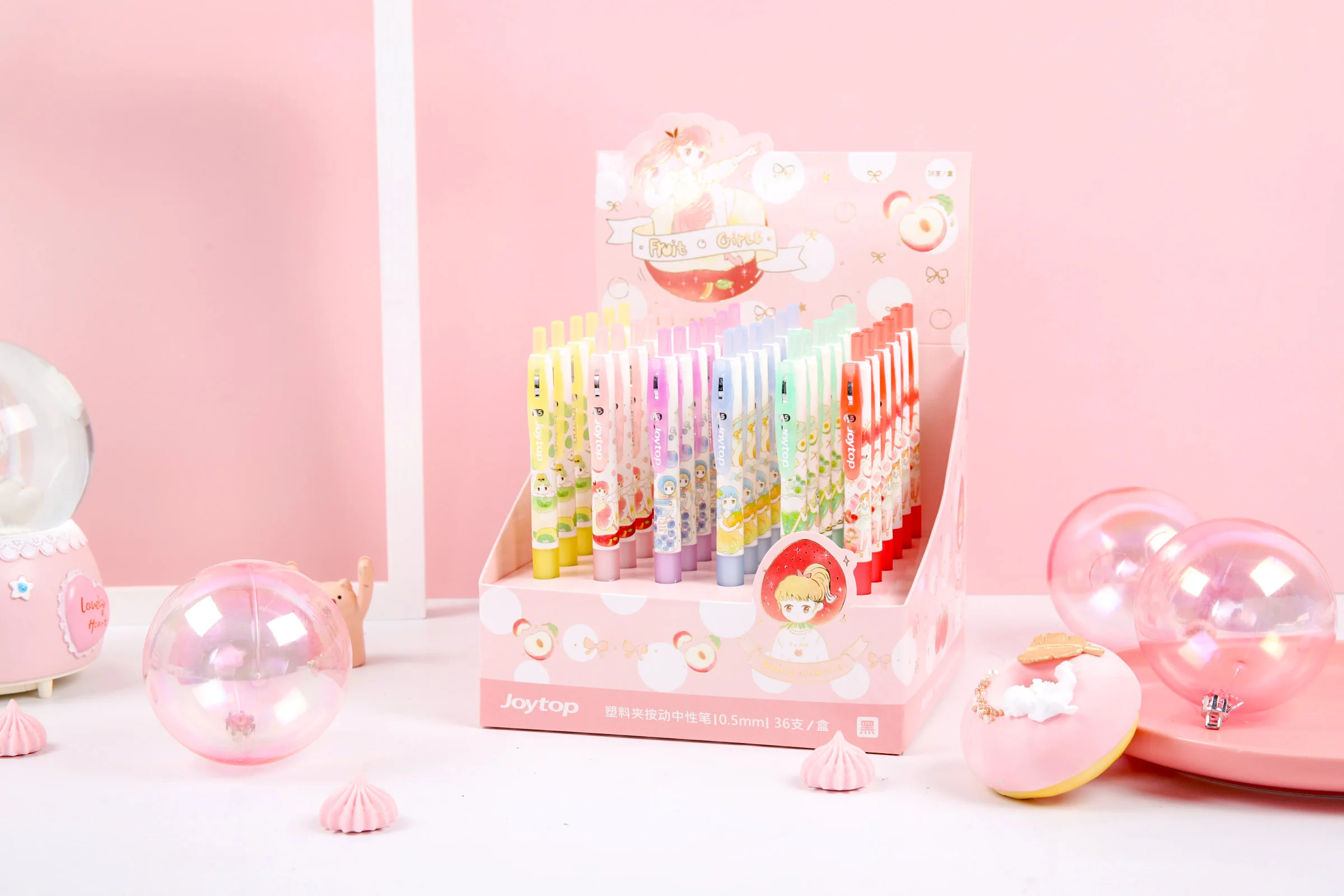 36 PCS Strawberry Gel Pens - Cute Fruit Retractable Pens 0.5mm Black Ink For School