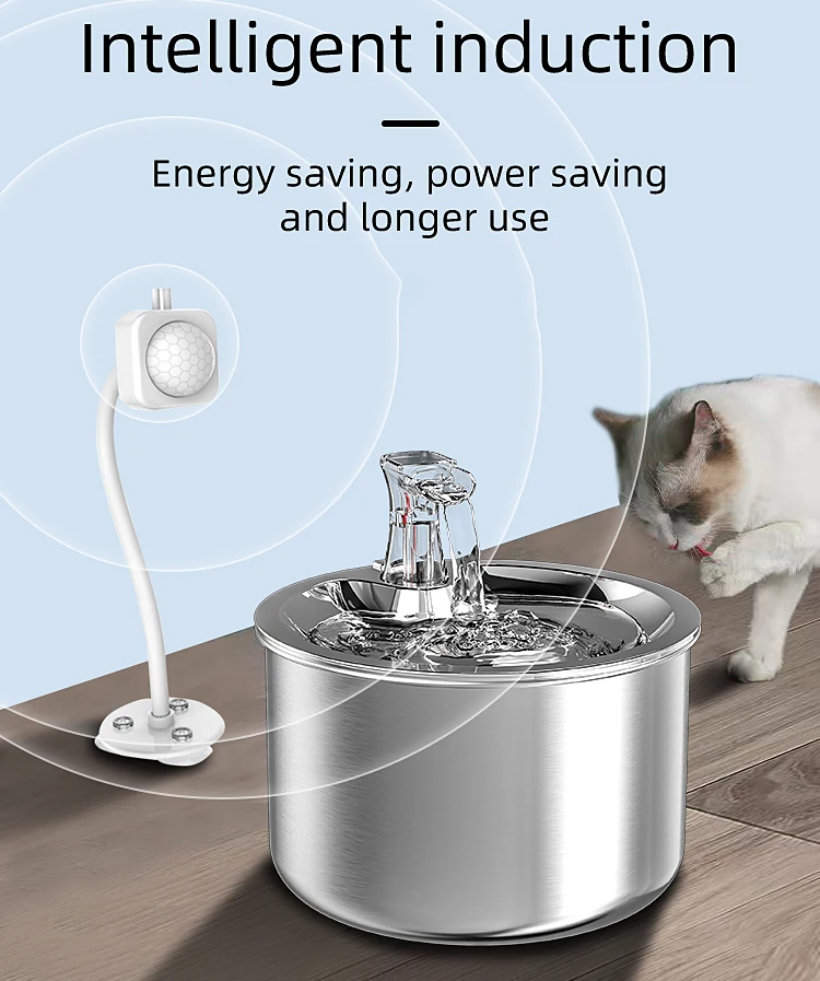 Zmaker 2l Automatic Pet Drinking Fountain With Ultraquiet Pump Stainless Steel Cat Water
