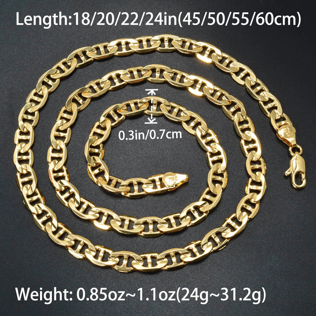 Collier Chaîne En Or Jaune 18kt - Longueur 50 Cm - 4,58g - Fabriqué En Italie - Neuf Avec étiquettes