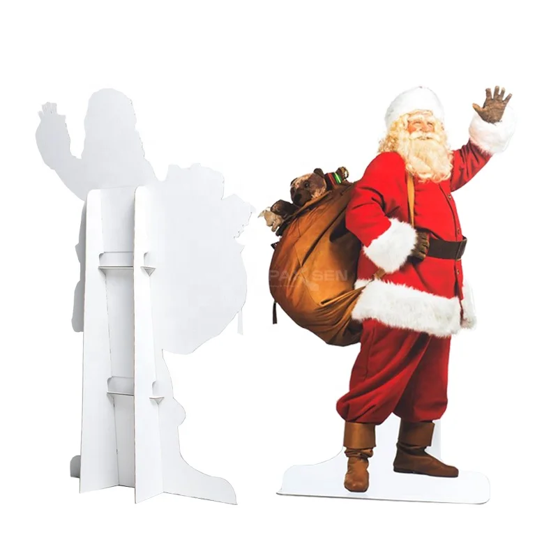Promotional Christmas Custom Cardboard Cutout Life Size Human Shape Die Cut Advertising Corrugated Standee Display Standee