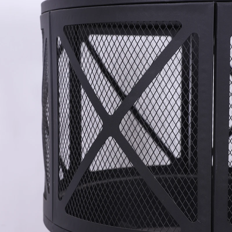 Outdoor Steel Fire Pit Basket Handles Iron Fire Pits for Garden Patio Spark Protection Metal Fire Pit Basket Garden Supplies factory