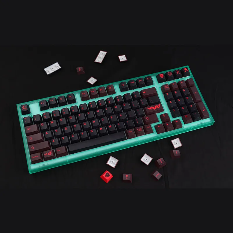 Gmk Red Dragon Keycaps Pbt Dye-sub Cherry Profile 129 Keys Keycap For ...